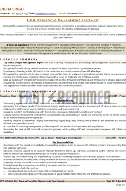 Sample Resume of HR & Operations by FastResumes