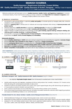 Sample Resume of Quality Assurance professional by FastResumes