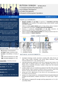Sample Resume of Research Scientist by FastResumes