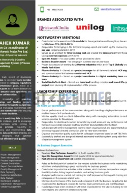 Sample Resume of Team Lead Backend Support by FastResumes